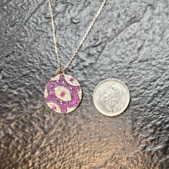 Evil Eye Necklace 925 Rose Gold Plated Boho Tribal Spiritual Protection Shiny - Picture 1 of 6